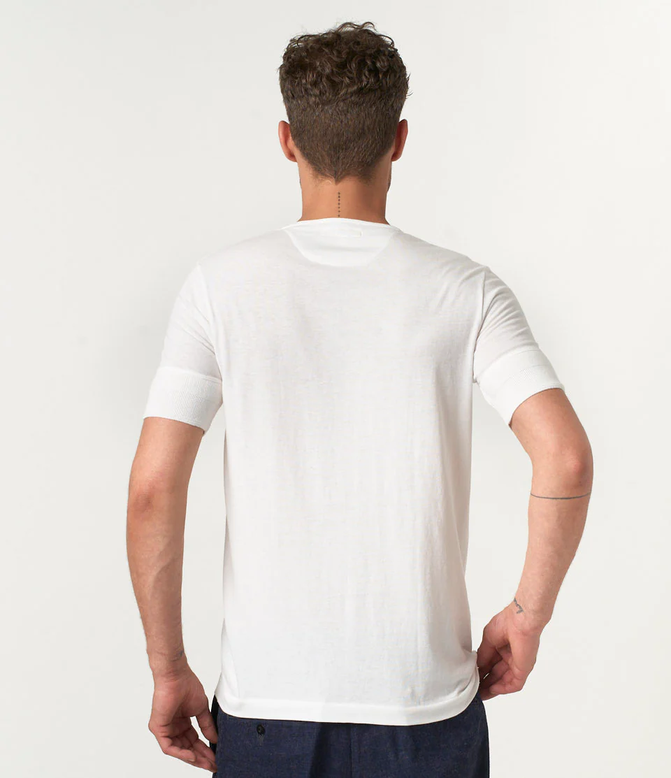 103 Loopwheeled Maco-Imit Short Sleeve Henley - Image 4