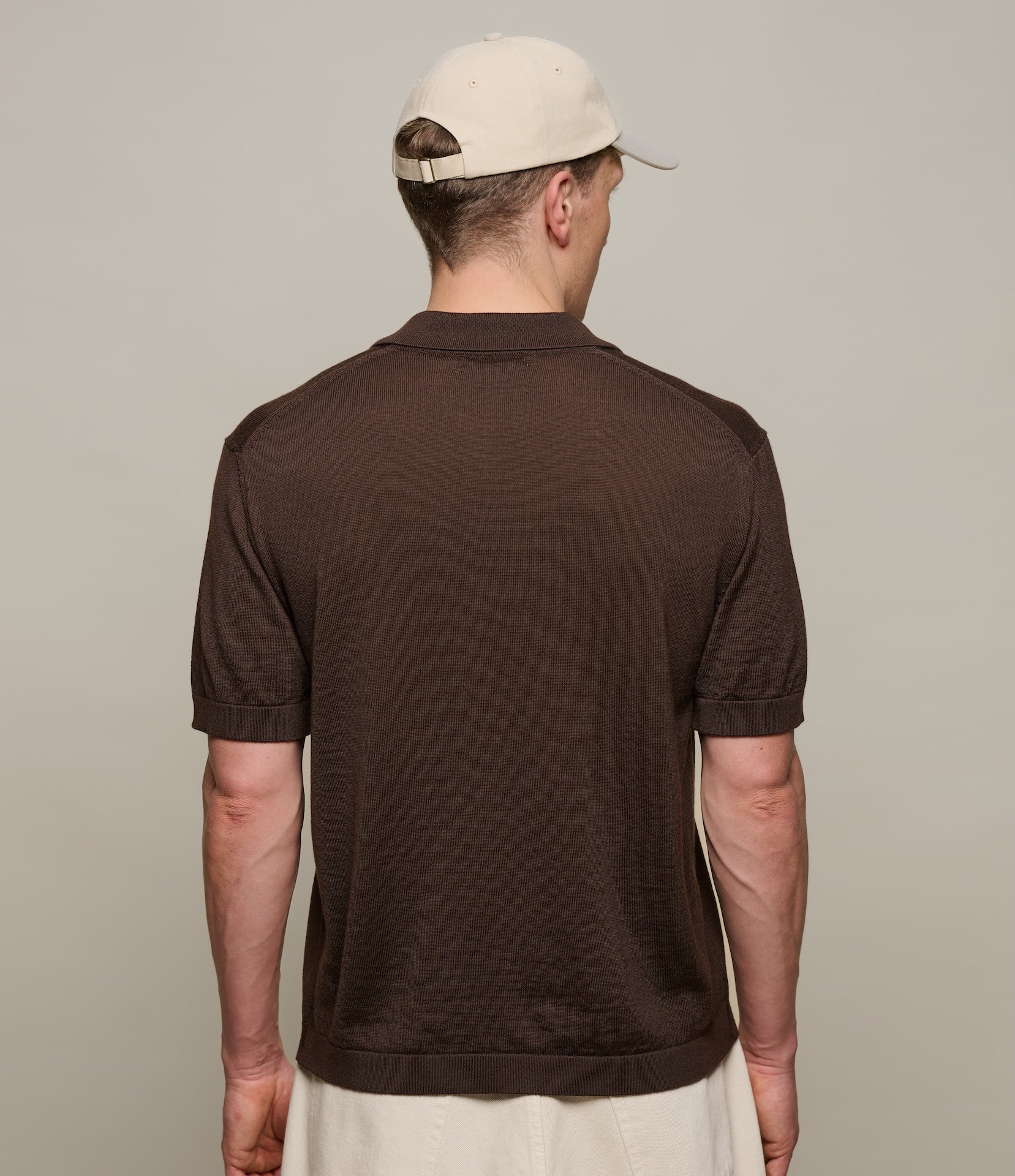 Refined Knitted Merino Wool Short Sleeve Polo Shirt - Image 5