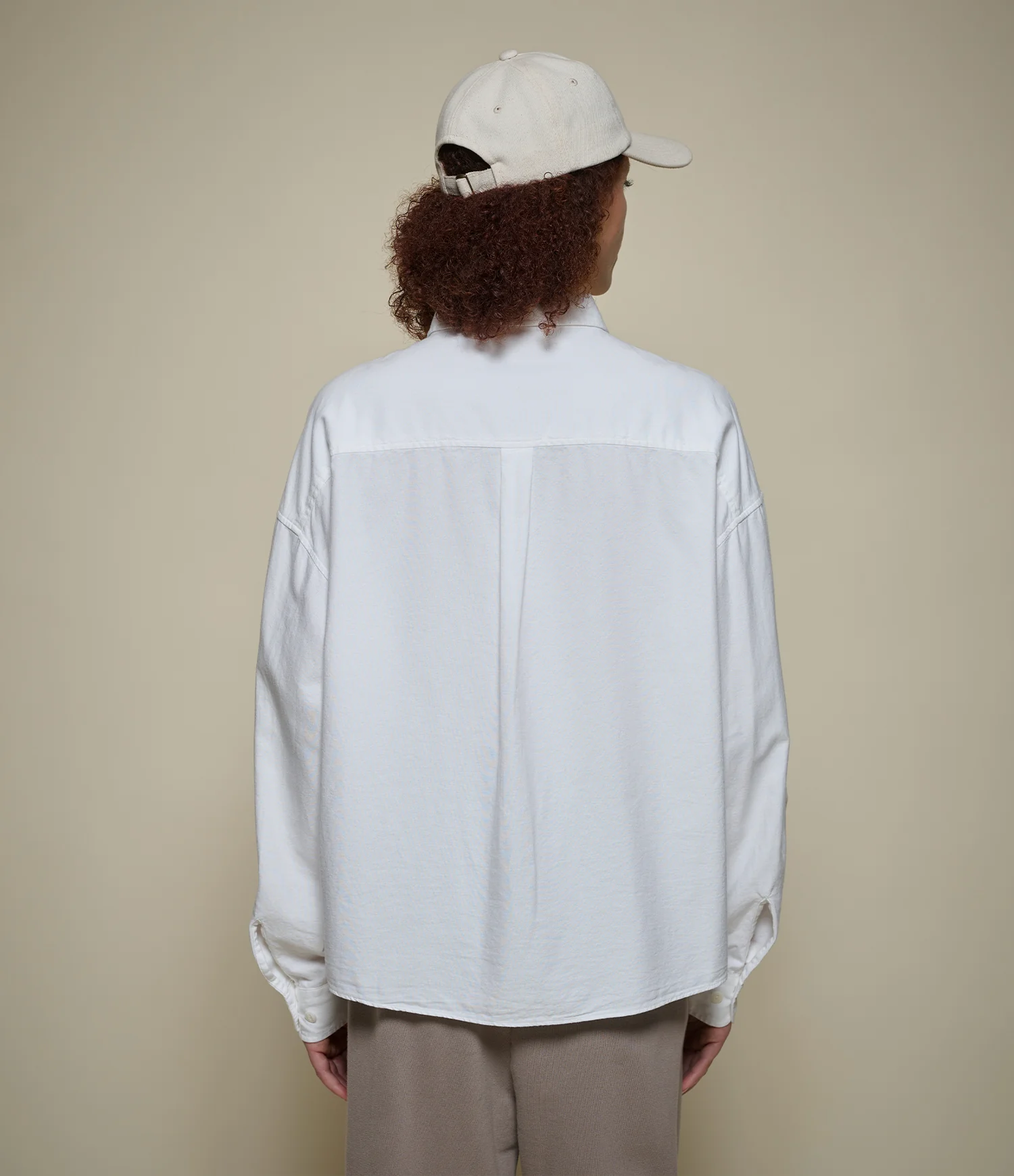 Cropped Boxy Style Cotton Oxford Long Sleeve Shirt - Image 3